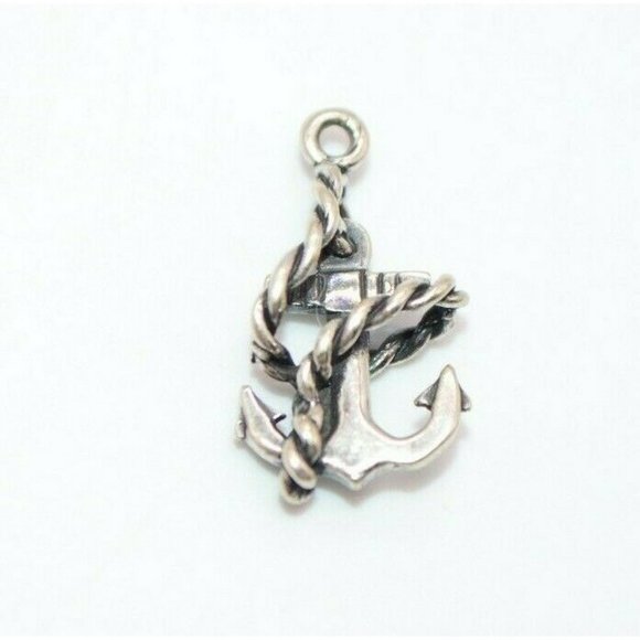 Vintage Jewelry - Sterling Silver .925 Nautical Anchor Rope